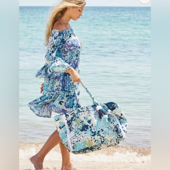 NWOT Debbie Katz Women Talulah Off The Shoulder Trim Mini Dress Swim Coverup - Picture 1 of 8